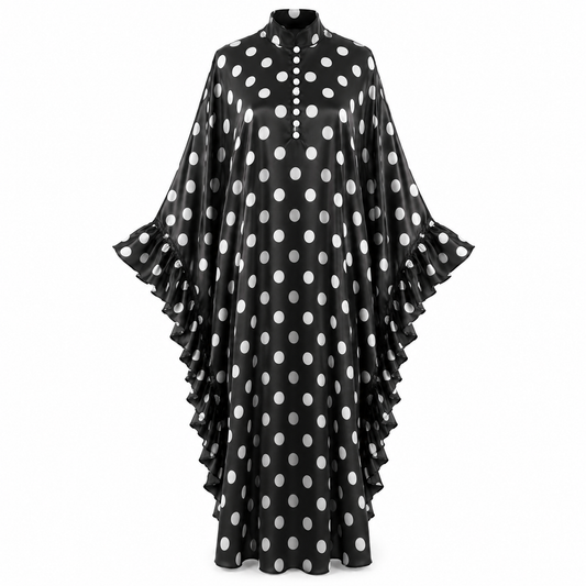 Black & White Polka Dot Abaya