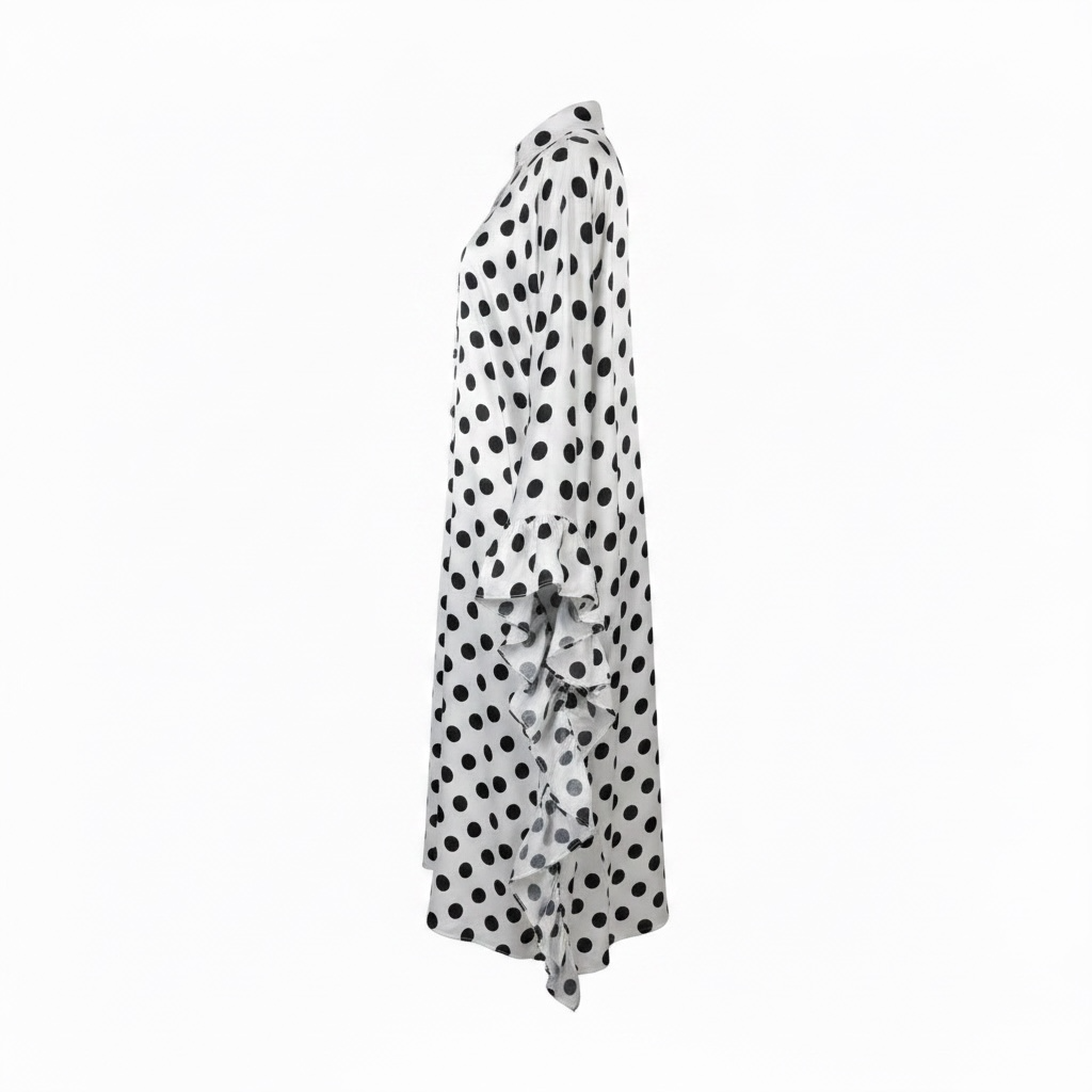 White & Black Polka Dot Abaya
