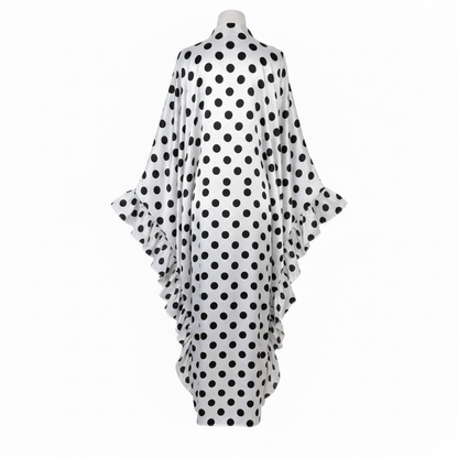 White & Black Polka Dot Abaya